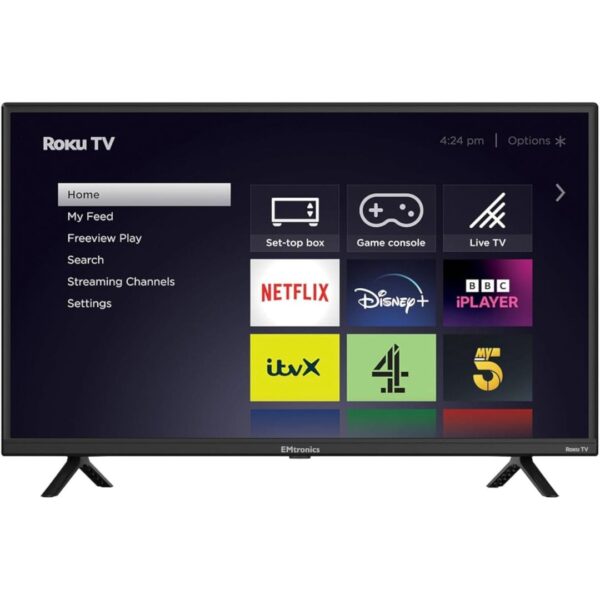 1-18.jpg EMtronics EM32ROK Roku Smart TV 32" Inch HD Ready 720p with Netflix, Disney+, BBC, Freeview Play, Dolby Audio, Mobile Control and 3 x HDMI, USB - Black (2024 Model)