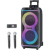 1-23.jpg GKDT81 Karaoke Machine with 2 Microphones for Adults, 80W Rated Power, Dual 8" Woofers, Portable Bluetooth Party Speaker with Wheels & Pull Handle