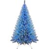 8Ft Flocked Prelit Blue Christmas Tree with Blue LED Lights Multifunction