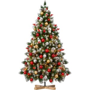 7.5ft/225cm PVC Snow Flocked Artificial Christmas Tree with Light