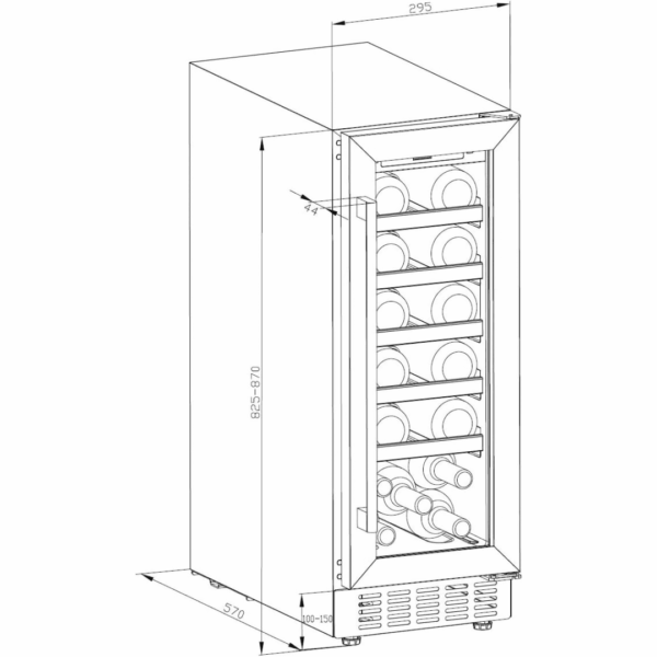 Cookology 60L Under-Counter Wine Cabinet - 20 Bottle - Stainless Steel [Energy Class G]