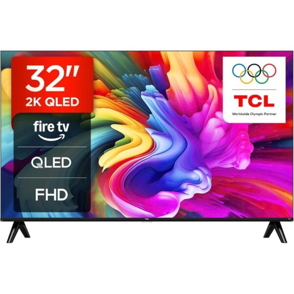 TCL 32SF560-UK 32 Inch Full HD QLED HDR Smart TV with Fire TV Press & Ask Alexa, Metallic Bezel-Less Design [Energy Class F]