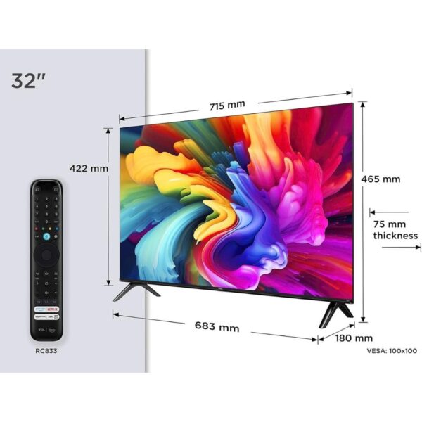 TCL 32SF560-UK 32 Inch Full HD QLED HDR Smart TV with Fire TV Press & Ask Alexa, Metallic Bezel-Less Design [Energy Class F]