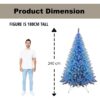 8Ft Flocked Prelit Blue Christmas Tree with Blue LED Lights Multifunction