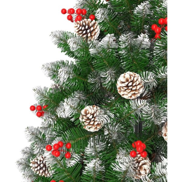 5 ft/150cm PVC Snow Flocked Artificial Christmas Tree Green Flocked