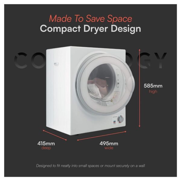 3-65.jpg Cookology 2.5kg Mini Vented Tumble Dryer