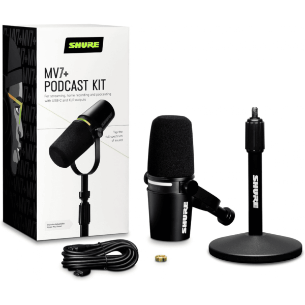 4-47.png Shure MV7+ USB-C & XLR Podcast Dynamic Mic with Stand - Black