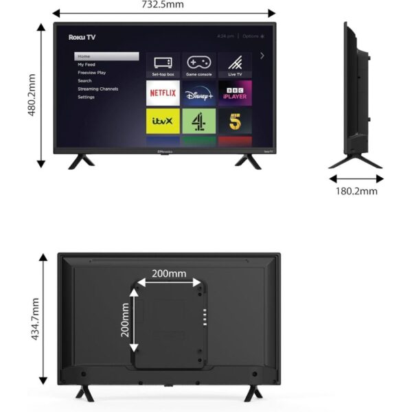 4-8.jpg EMtronics EM32ROK Roku Smart TV 32" Inch HD Ready 720p with Netflix, Disney+, BBC, Freeview Play, Dolby Audio, Mobile Control and 3 x HDMI, USB - Black (2024 Model)