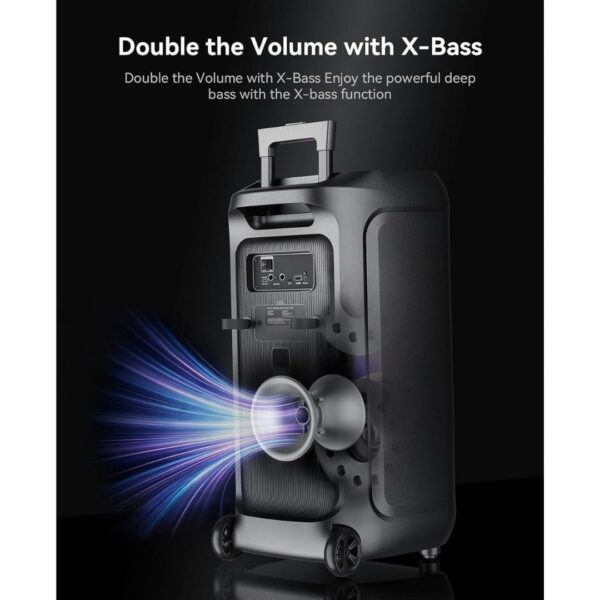 5-5.jpg GKDT81 Karaoke Machine with 2 Microphones for Adults, 80W Rated Power, Dual 8" Woofers, Portable Bluetooth Party Speaker with Wheels & Pull Handle