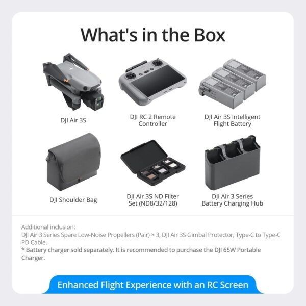 61-1Hu1wg-L._AC_SL1500_.jpg Visit the DJI Store DJI Air 3S Fly More Combo (RC 2 Screen Remote Controller), 4K Drone