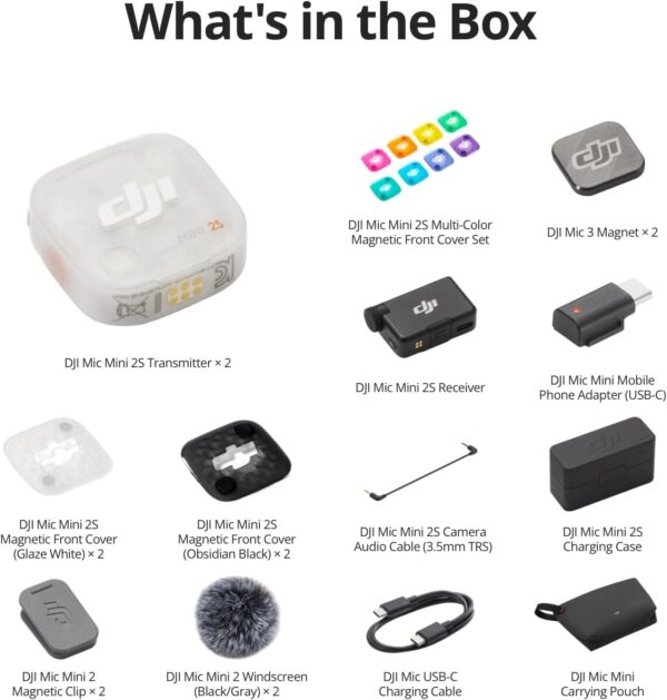 61C1GlXjML._AC_SL1500_.jpg DJI Mic Mini 2S (2 TX + 1 RX + Charging Case), AI Noise Canceling