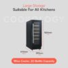 Cookology 60L Under-Counter Wine Cabinet - 20 Bottle - Black [Energy Class G]
