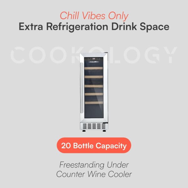 Cookology 60L Under-Counter Wine Cabinet - 20 Bottle - Stainless Steel [Energy Class G]