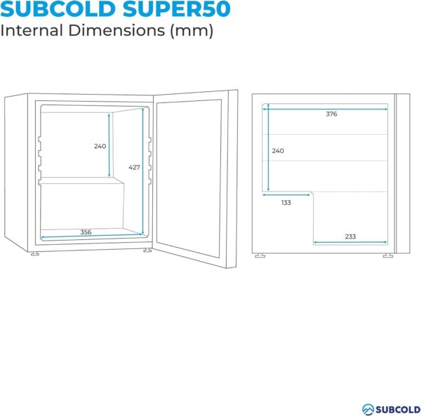 Subcold Super50 LED Beer Fridge  55 Cans | 3-18°C | Glass Door [Energy Class E]