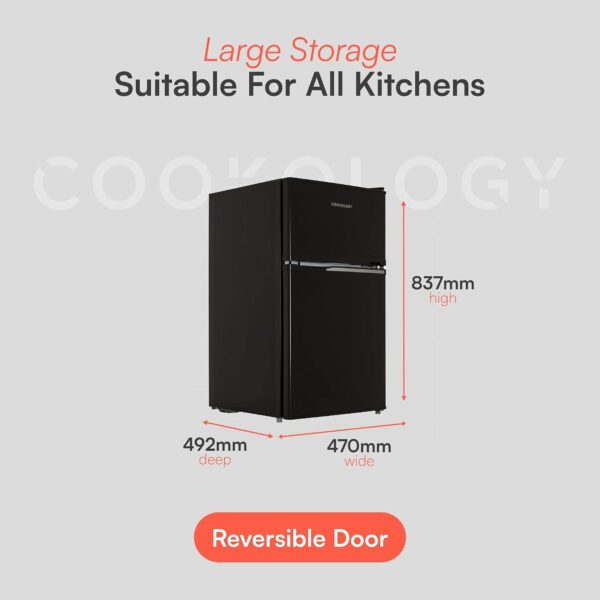 Cookology 87L 47cm Under-Counter Fridge Freezer - Black [Energy Class F]