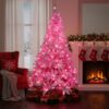 61cPUVIQY8L._AC_SL1024_.jpg 8Ft Flocked Prelit Pink Christmas Tree with Pink LED Lights Multifunction
