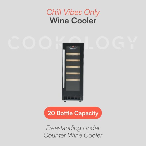 Cookology 60L Under-Counter Wine Cabinet - 20 Bottle - Black [Energy Class G]