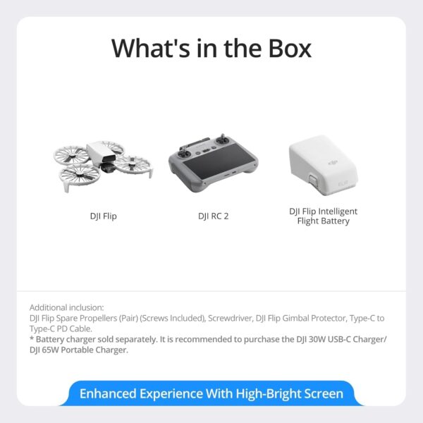 61rWR1Q09NL._AC_SL1500_.jpg DJI Flip With RC 2 Screen Remote Controller, Under 249 g