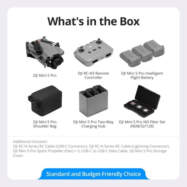 61wYolKH6aL._AC_SL1500_.jpg DJI Mini 5 Pro Fly More Combo With DJI RC-N3, 4K Drone, Gift, C0