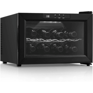 FOHERE Wine Cooler Fridge 8 Bottles, Table-Top Wine Fridge with Glass Door