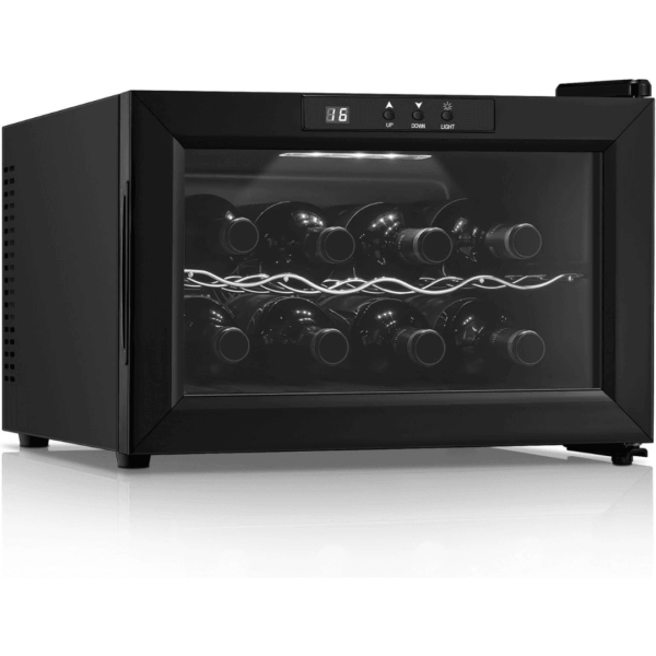 7-10-1.png FOHERE Wine Cooler Fridge 8 Bottles, Table-Top Wine Fridge with Glass Door