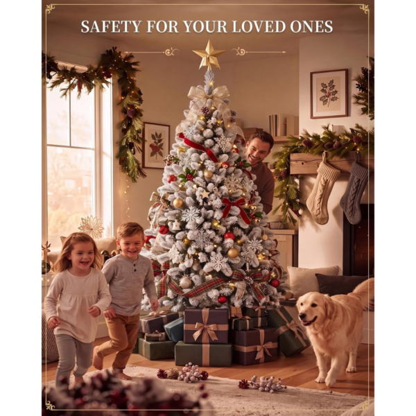 7-22.png 7Ft Christmas Tree Snowy Flocked with Warm White & Multicolour Lights