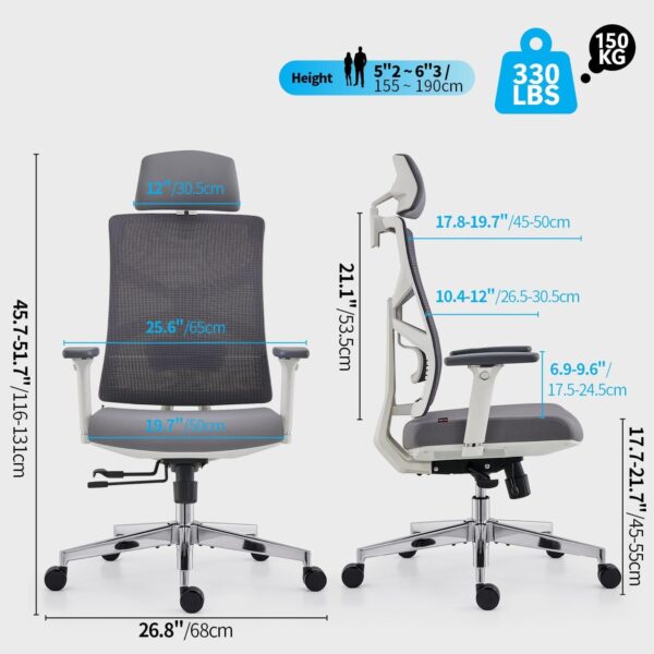 7126oY3ZBL._AC_SL1500_.jpg HOLLUDLE Ergonomic Office Chair with Adaptive Backrest, High Back Computer Desk Chair with 4D Armrests