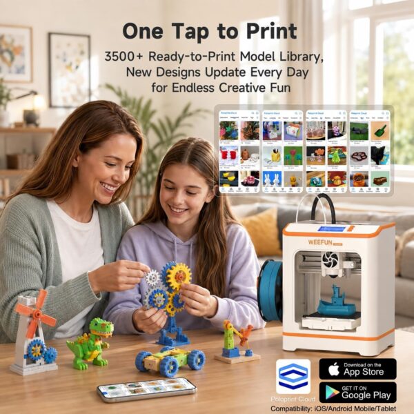 Weefun TINA2C 3D Printer for Beginners & Kids with Filament Starter Bundle