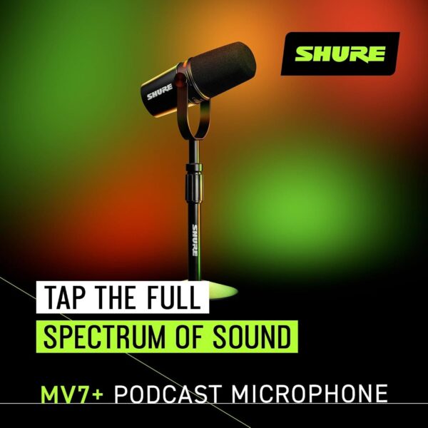 71BLK4Lc2aL._AC_SL1500_.jpg Shure MV7+ USB-C & XLR Podcast Dynamic Mic with Stand - Black