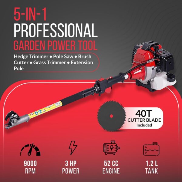Dealourus 52cc Long Reach Petrol Multi Functional Garden Tool Including