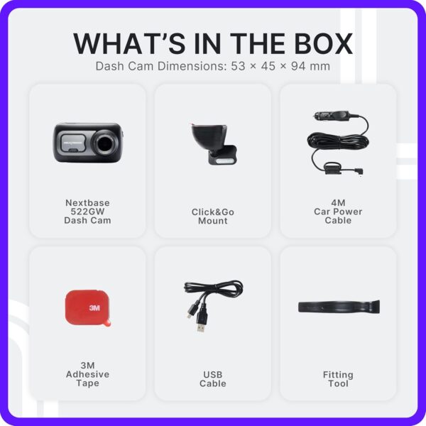 Nextbase 522GW Front Dash Cam, 2K 1440p with Wi-Fi and GPS