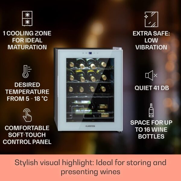 71EQhPrpPZL._AC_SL1500_.jpg Klarstein Shiraz Wine Cooler White – 16 Bottles