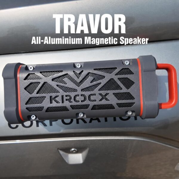 71F3KrI-G7L._AC_SL1254_.jpg TRAVOR Magnetic Bluetooth Speaker, Aluminium Portable Outdoor Speaker, IP68