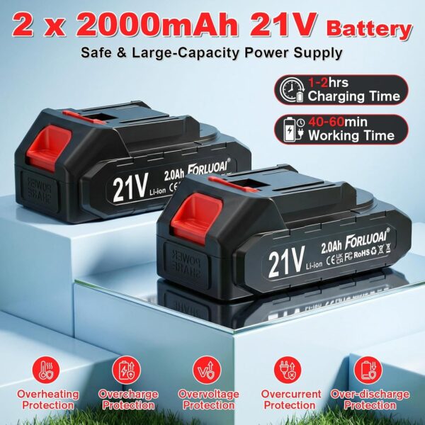 71IDk38ZNBL._AC_SL1500_.jpg Cordless Strimmer 21V with 2×2000mAh Battery & Charger,Grass Trimmer Cordless with 14 Blades Cutting System