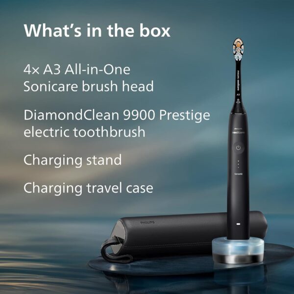 71II22BwBwL._AC_SL1500_.jpg Philips Sonicare DiamondClean 9900 Prestige Electric Toothbrush Charging Travel Case, Black, Model HX9992/43