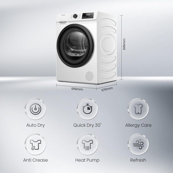 71IpTPT-LLL._AC_SL1500_.jpg Hisense DH1Q802BW2 60cm Freestanding 8 KG Heatpump Front Load Tumble Dryer