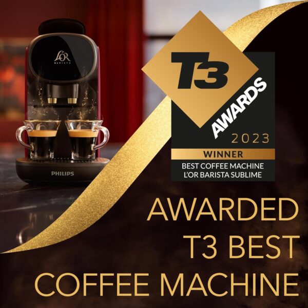 71KhmdjVubL._AC_SL1500_.jpg PHILIPS L'OR Barista Sublime, Pod Coffee Machine, Dual Spout, 19 bars, Red
