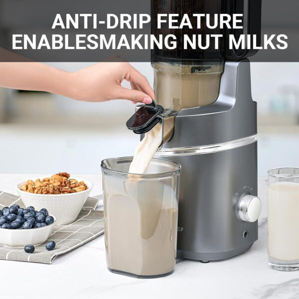 AMZCHEF Cold Press Juicer, Slow Masticating Juicer, 145mm Wide Chute