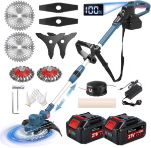 71NYSZlZesL._AC_SL1500_.jpg Cordless Strimmer, Garden Strimmer Cordless with Weed Brush and 2 x 4.0Ah Battery