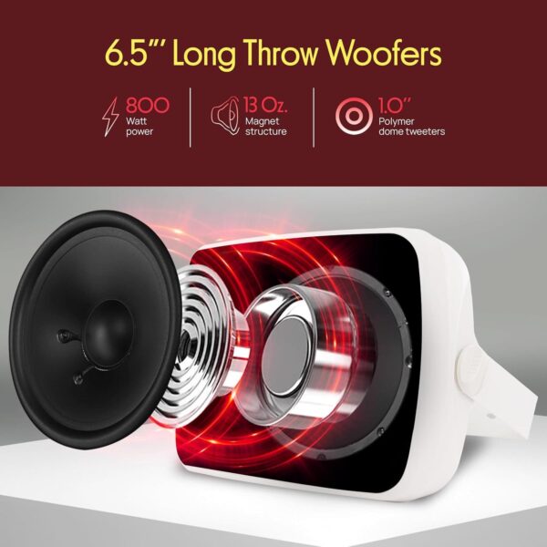 71PJZYeN6EL._AC_SL1500_.jpg Pyle Bluetooth Garden Speakers Pair – 16.5 cm (6.5") 800W Weatherproof Wall/Ceiling Mounted Outdoor Wireless Speaker System