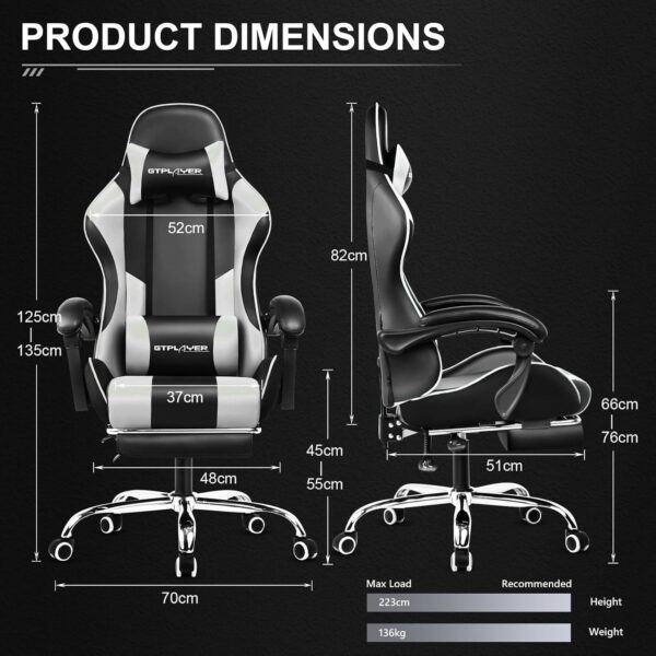 71UbuB7sdOL._AC_SL1500_.jpg GTPLAYER Gaming Chair, Massage Computer Chairs with Footrest
