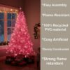 71UnQvInX-L._AC_SL1500_.jpg 8Ft Flocked Prelit Pink Christmas Tree with Pink LED Lights Multifunction
