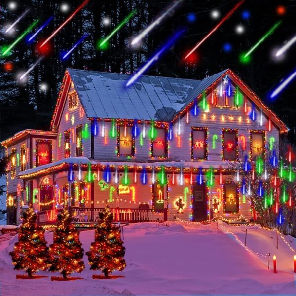 Meteor Shower Outdoor Christmas Lights 24 Tube 576LED, Multi Color [Energy Class F]