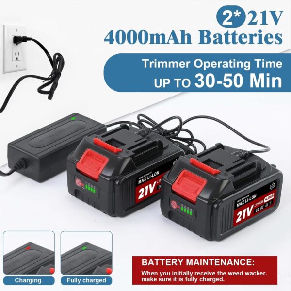 71aDXx4E4L._AC_SL1500_.jpg Cordless Strimmer, Garden Strimmer Cordless with Weed Brush and 2 x 4.0Ah Battery