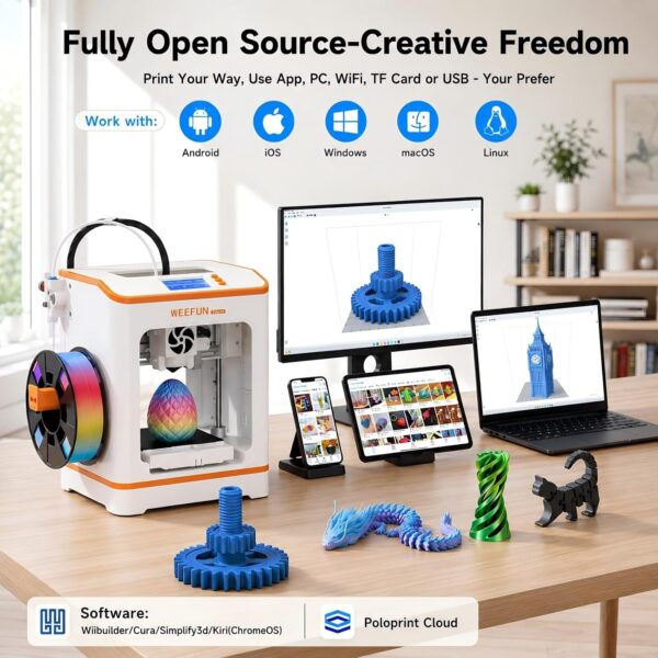 Weefun TINA2C 3D Printer for Beginners & Kids with Filament Starter Bundle
