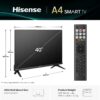 Hisense 40" 40A4QTUK FHD LED TV with Freely - Direct Lit LED, Dolby Audio, Natural Colour Enhancer, Games Mode, Sports Mode, Disney +, YouTube, Netflix [Energy Class F]