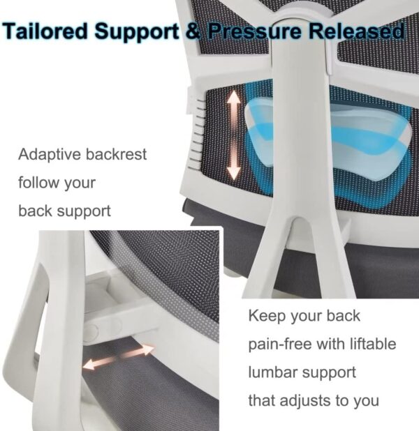71kRfsUJcYL._AC_SL1080_.jpg HOLLUDLE Ergonomic Office Chair with Adaptive Backrest, High Back Computer Desk Chair with 4D Armrests
