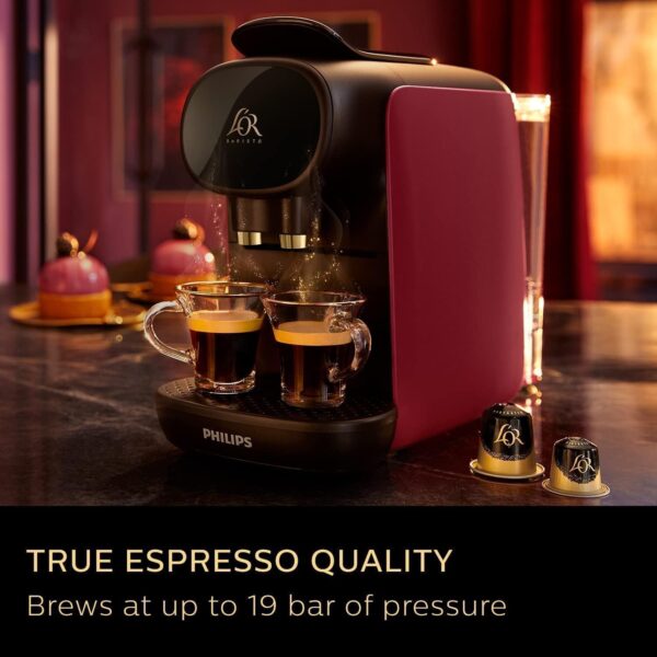 71mwdXJPlL._AC_SL1500_.jpg PHILIPS L'OR Barista Sublime, Pod Coffee Machine, Dual Spout, 19 bars, Red