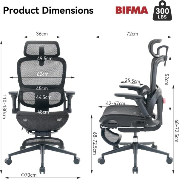 71oJpDy0UwL._AC_SL1500_.jpg SIHOO B300 Pro Ergonomic Office Chair with Footrest, 4-Way Lumbar Support