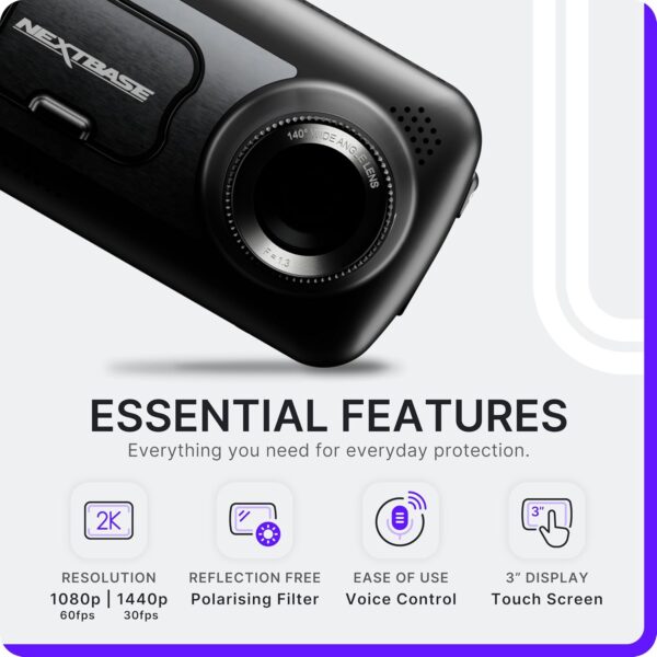 Nextbase 522GW Front Dash Cam, 2K 1440p with Wi-Fi and GPS